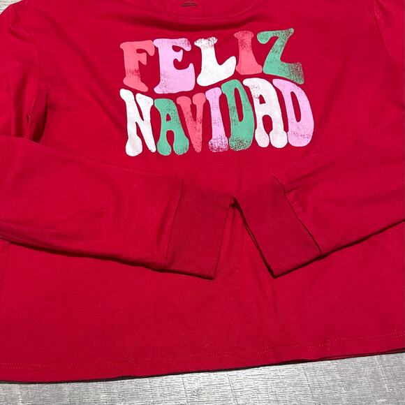 Art Class Girls Long Sleeve Christmas T Shirt L 10/12 Red Feliz Navidad Holiday - Picture 3 of 6